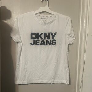 Dkny White Tee with Bold Black Logo
